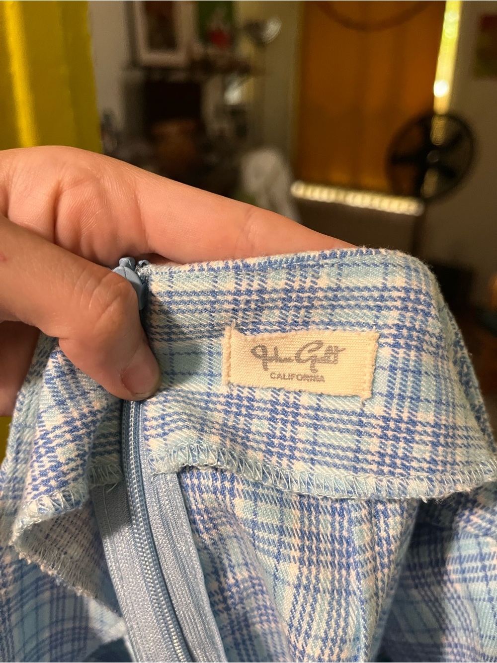 Light Blue Plaid Mini Skirt - Picture 5 of 6